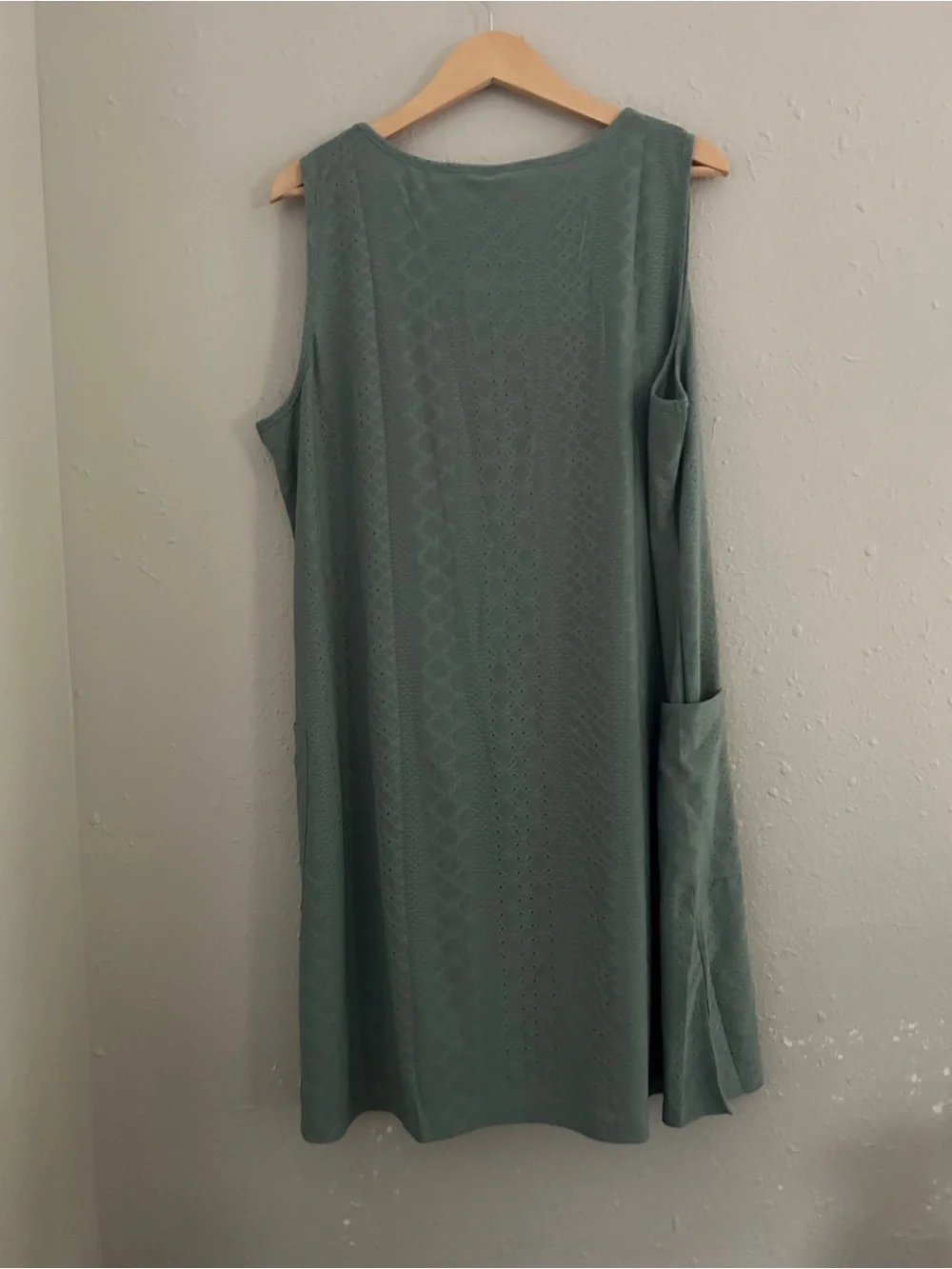 NWT Sleeveless Eyelet Beach Dress in Sage Green Lightweight Stretch Summer XXL